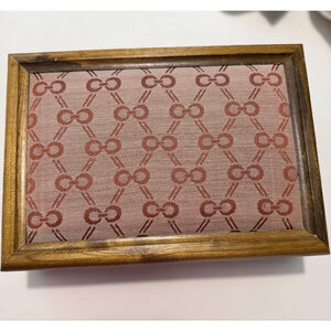 Vintage London Leather Wood Jewelry Box Organizer Velvet Lined Divider Mid Centu